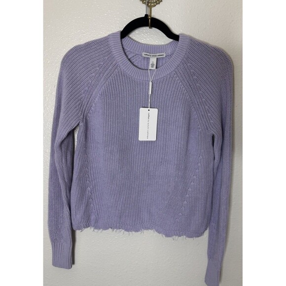 Cotton by Autumn Cashmere  Distressed Scallop Shaker  In Vapor Sweater Size XS - Picture 3 of 8